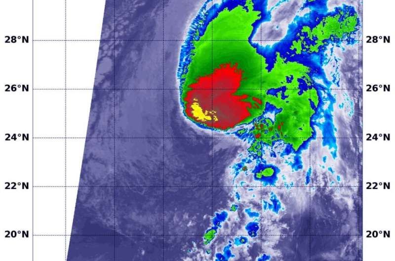 NASA's infrared analysis of Tropical Storm Sebastien sees wind shear