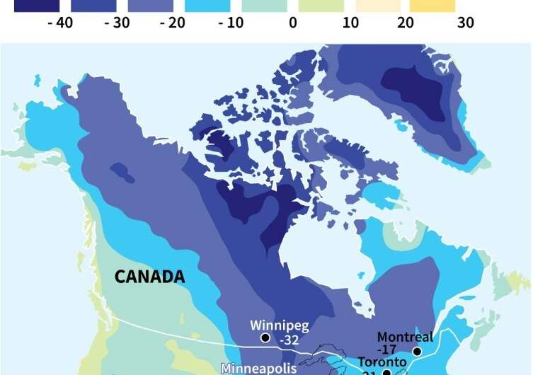North America in deep freeze