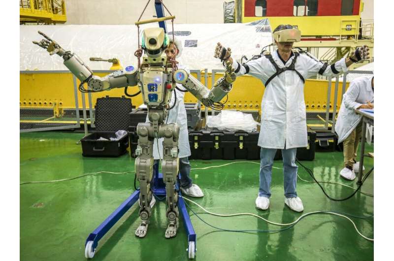 The robot can be operated manually by ISS astronauts wearing exoskeleton suits and it mirrors their movements