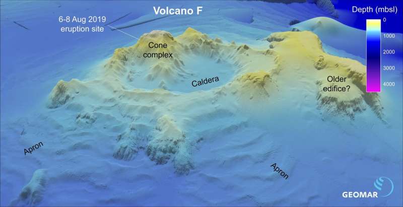 Volcano F is the origin of 'floating stones'