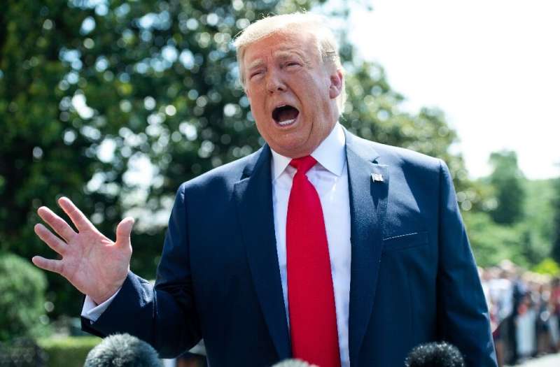 US President Donald Trump speaks to the media prior to departing from the South Lawn of the White House on July 5, 2019