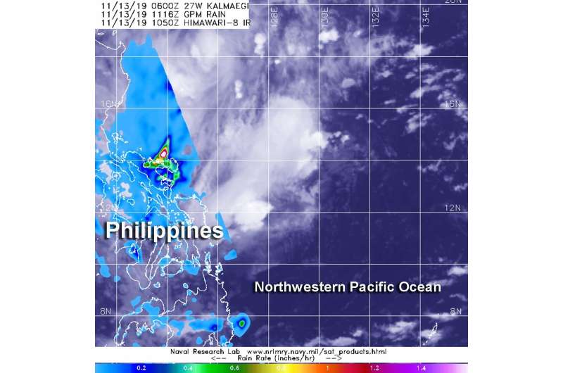 NASA finds heavy rainfall along Central Philippine Coast from Tropical Depression Kalmaegi