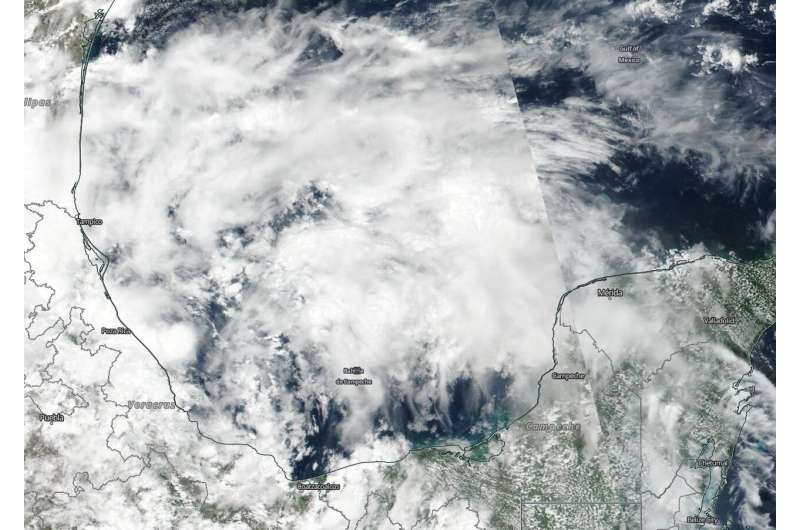 NASA-NOAA satellite sees system 91L's eeach into the western gulf of Mexico