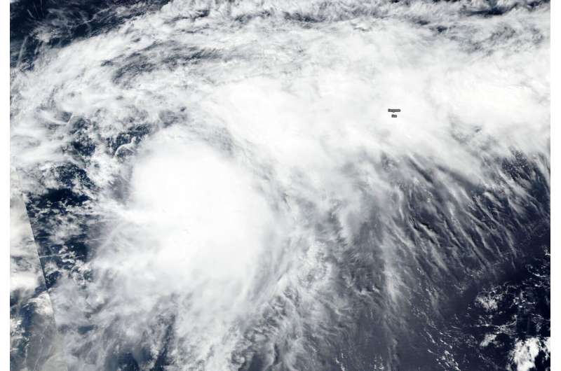 NASA satellite imagery shows wind shear affecting Tropical Storm Jerry