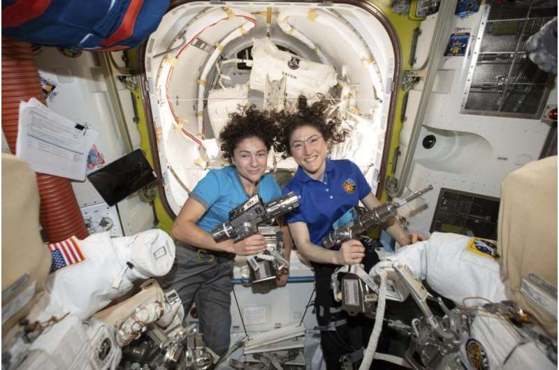 Space station's 2 women prep for 1st all-female spacewalk