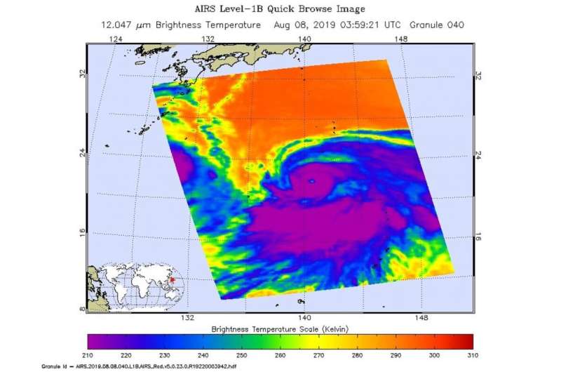 NASA's Aqua Satellite finds a large ragged eye in Typhoon Krosa