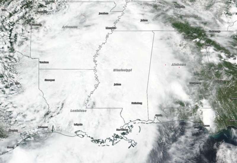NASA-NOAA satellite tracking Barry through Louisiana, Arkansas