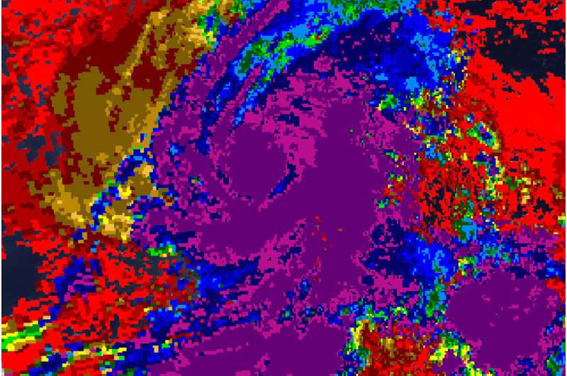 NASA satellite looks at Tropical Storm Kiko's cloud heights, temperatures