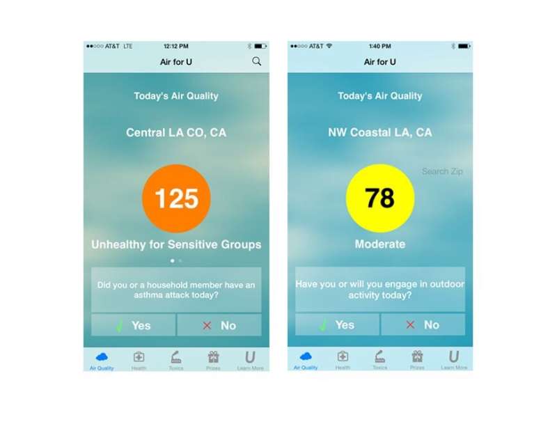 Air quality app influences behavior by linking health to environment