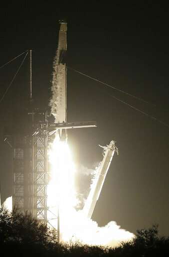 America's newest crew capsule rockets toward space station