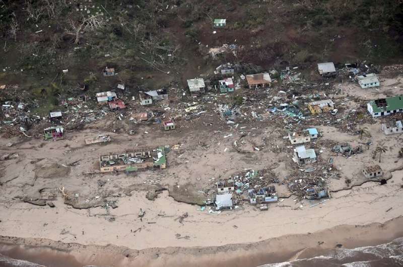 Damage is pictured around Tavua on the main Fijian island of Viti Levu after Cyclone Winston struck in 2016, killing 44 people