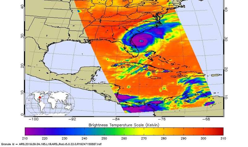 NASA measures Dorian's heavy rainfall from Bahamas to Carolinas
