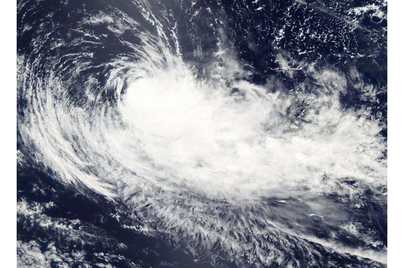 NASA's Aqua satellite shows winds shear affecting Tropical Cyclone Gelena