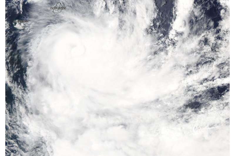 NASA finds Tropical Storm Calvinia moving away from Mauritius