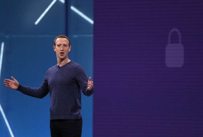 Facebook CEO Mark Zuckerberg, seen at the 2018 F8 developers conference, is seeking to shift the emphasis of the social network 