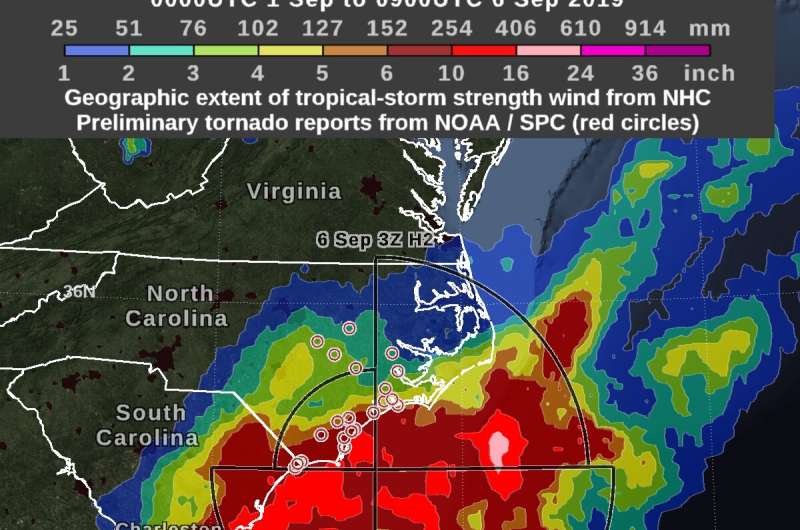 NASA examines Dorian's rainfall, temperatures along Carolina coast