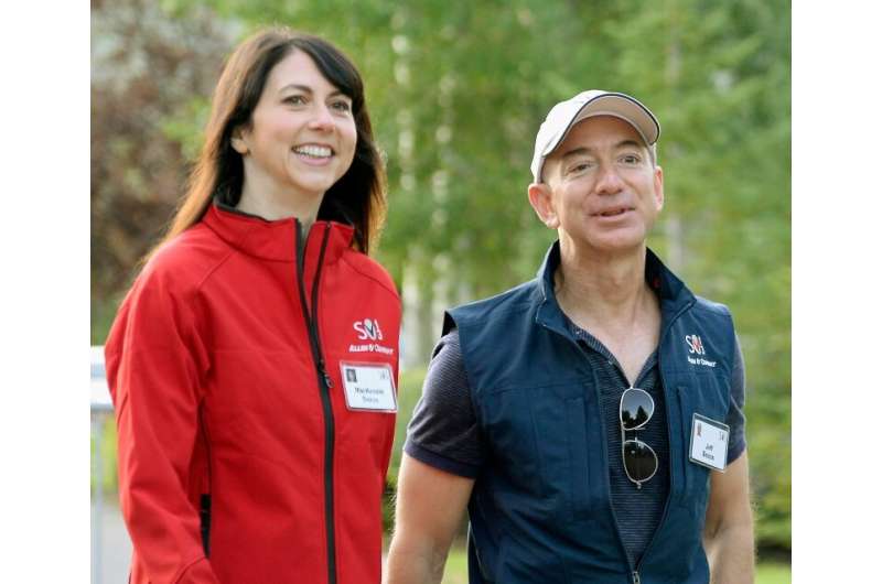 Amazon founder Jeff Bezos (R) and his wife, MacKenzie Bezos, have finalized their divorce