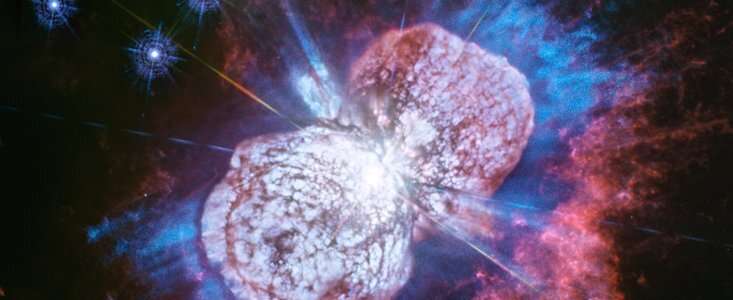 Hubble captures cosmic fireworks in ultraviolet