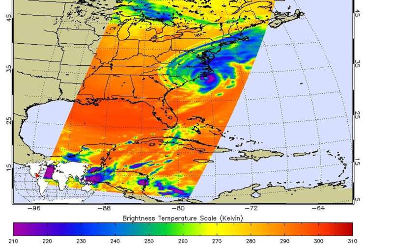 NASA examines Dorian's rainfall, temperatures along Carolina coast