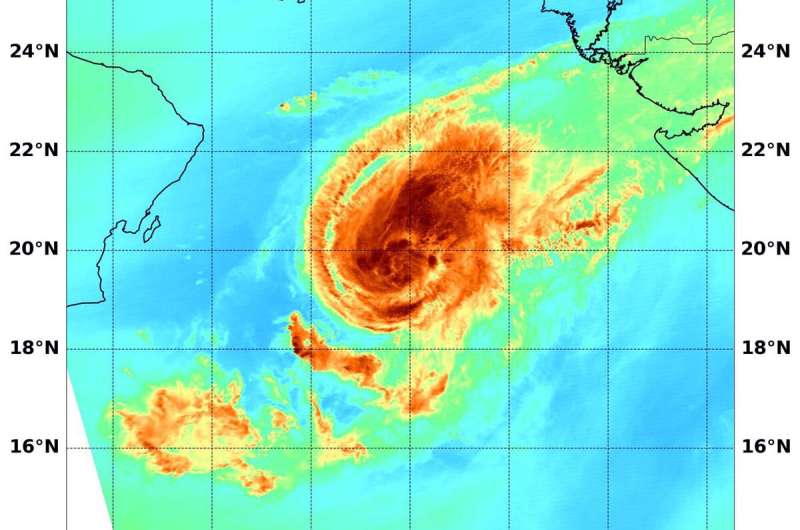 NASA looks at Tropical Cyclone Maha's water vapor concentration