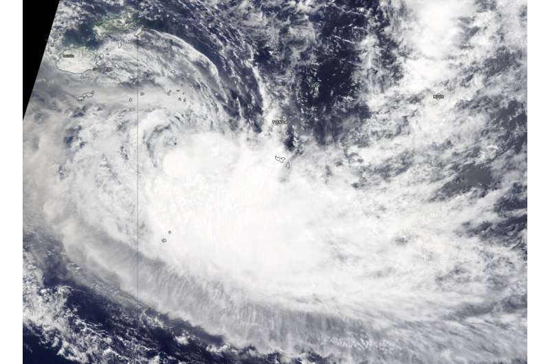 NASA tracks Tropical Storm Sarai moving away from Fiji