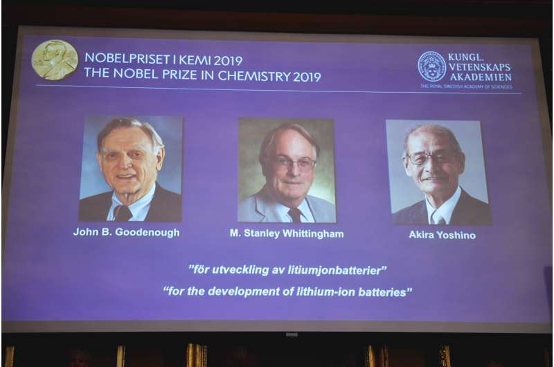 Nobel prize honors breakthroughs on lithium-ion batteries