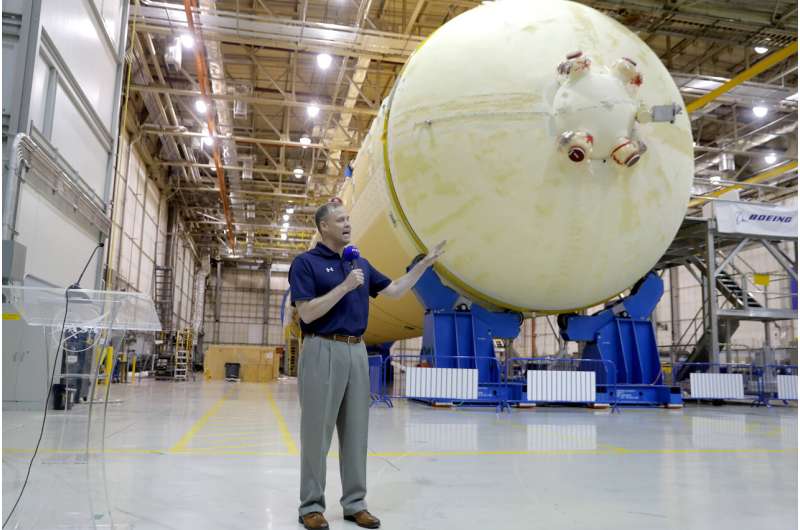 Top NASA official gets look at next moon rocket