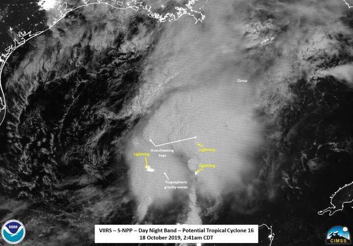 NASA-NOAA satellite finds overshooting tops, gravity waves in Tropical Storm Nestor