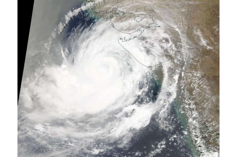 NASA finds tropical cyclone Vayu off India's Gujarat coast