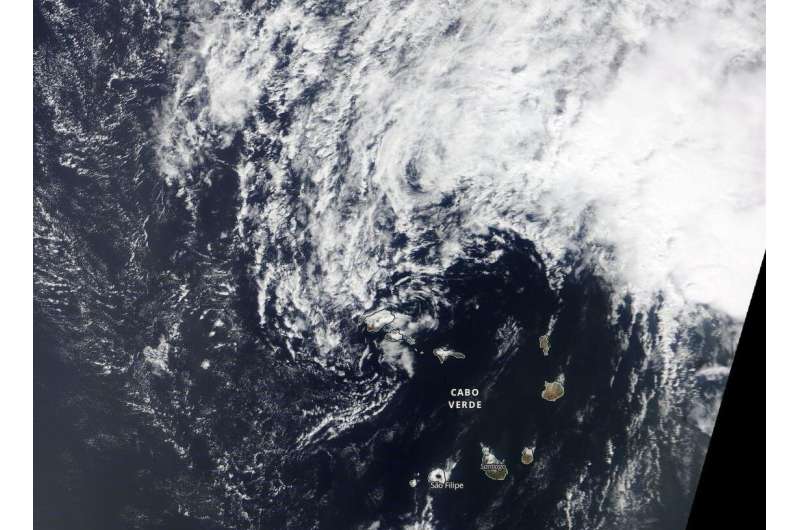 NASA's Terra satellite catches end of Atlantic Tropical Depression 15