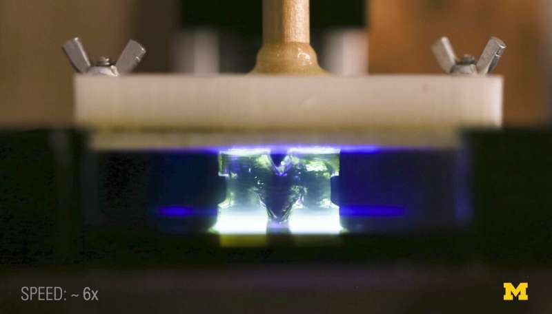 3-D printing 100 times faster with light