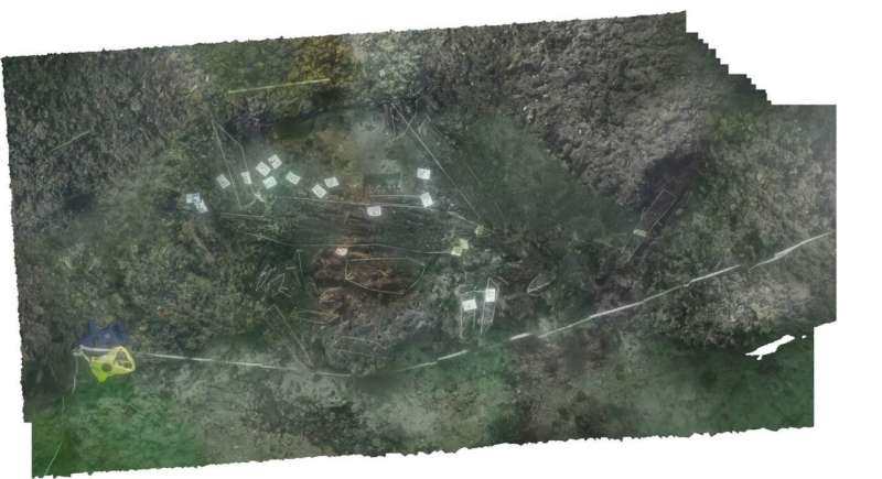 A Stone Age boat building site has been discovered underwater