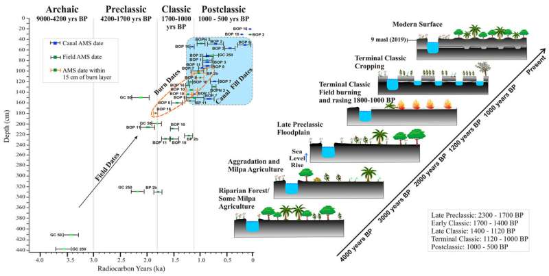 Ancient Maya canals and fields show early and extensive impacts on tropical forests