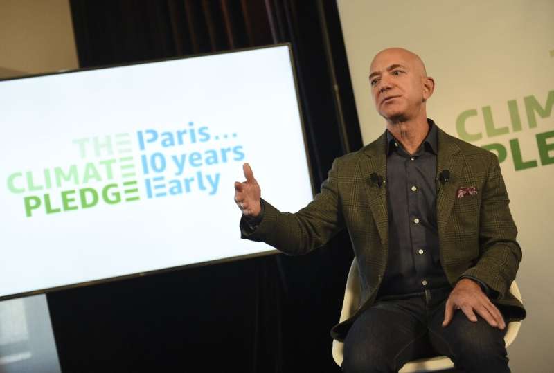 Amazon founder and CEO Jeff Bezos pledged the online retailer and technology firm will reach the Paris climate accord goals 10 y