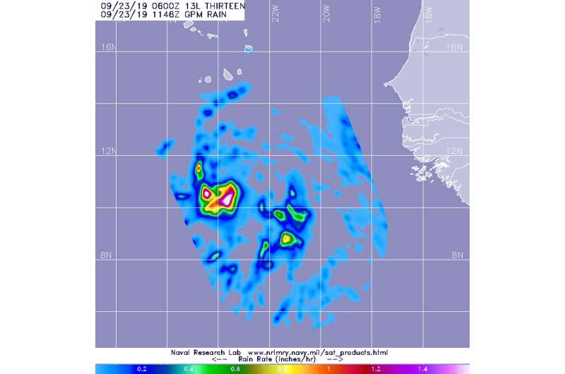 Heavy rainfall found in Tropical Storm Lorenzo by NASA