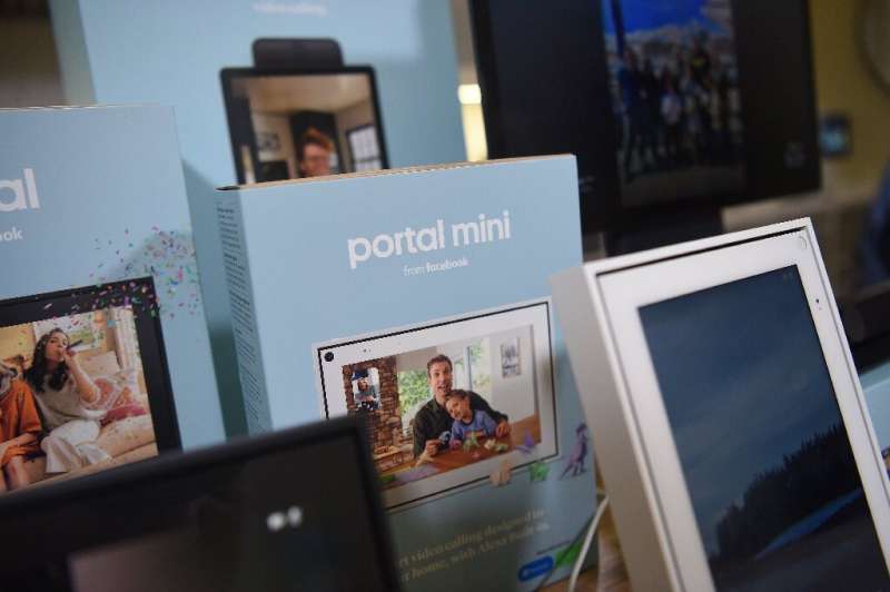 A Facebook Portal Mini product is seen on display during a media event held in San Francisco