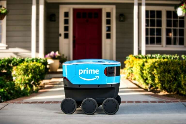 Amazon's new autonomous delivery robot called &quot;Scout,&quot; seen in a company photo, began delivering packages to customers
