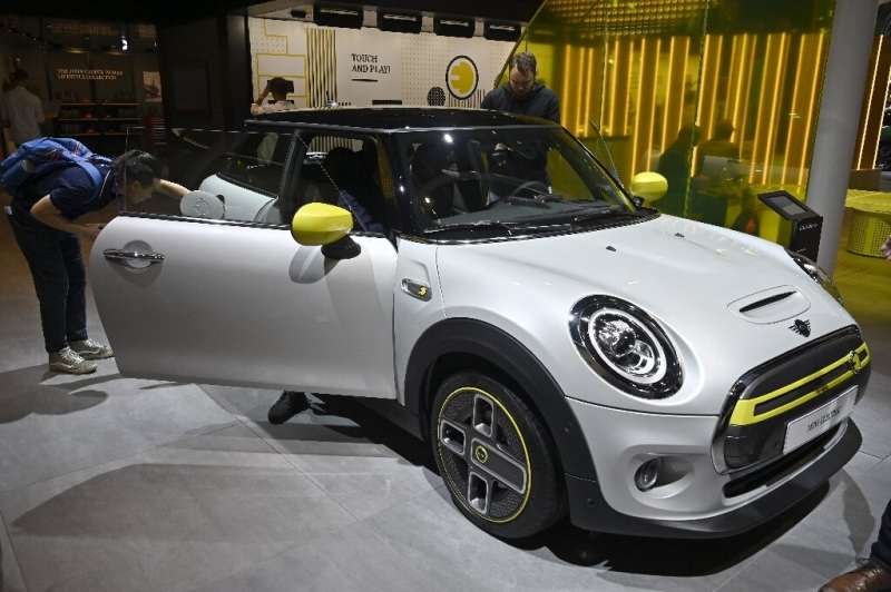A Mini Electric car is put on display at the IAA Car Show in Frankfurt, in September