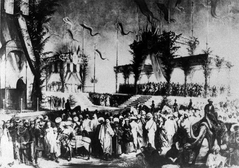 An archive photo from 1869 shows the lavish inauguration ceremony for the Suez Canal, even attended by Empress Eugenie, wife of 