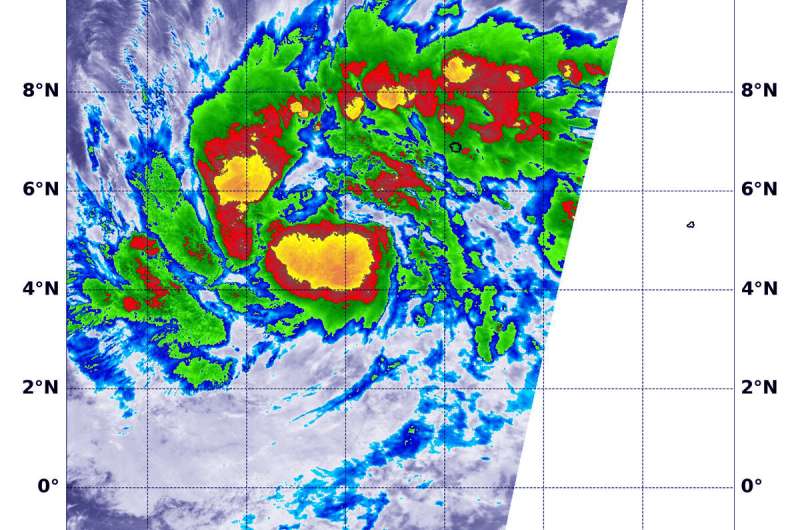 A NASA infrared look at Tropical Depression 02W, warnings posted