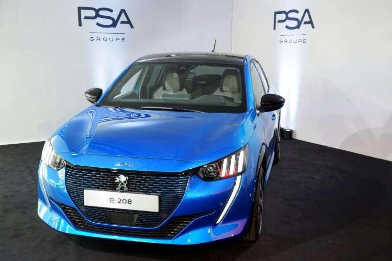 A new Peugeot e-208 presented at the French carmaker PSA Groupe headquarters last month.
