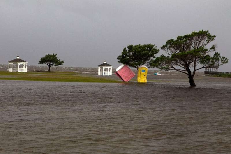 A park floods in Rodanthe, North Carolina as Hurricane Dorian hits Cape Hatteras