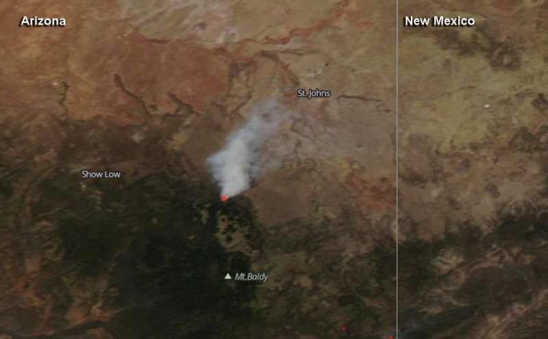 Arizona's Whiting Knoll fire seen by NASA-NOAA satellite