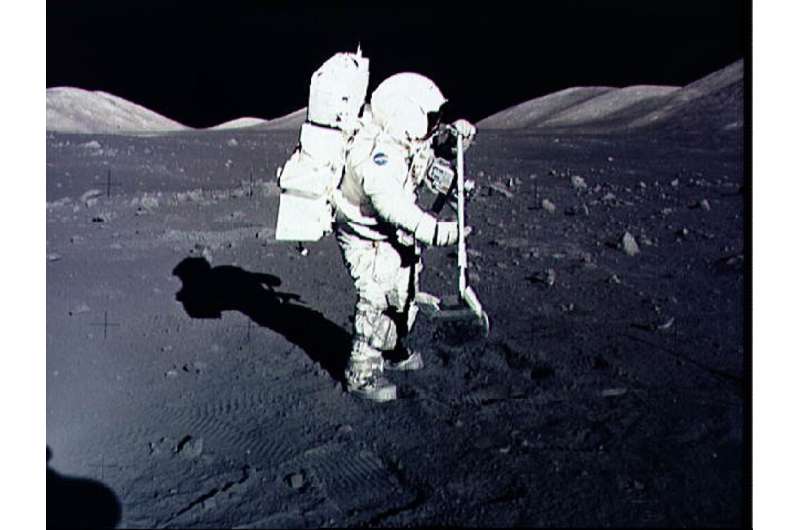 Astronaut Harrison Schmitt collects samples on the Moon during the Apollo 17 mission in December 1972—president Richard Nixon ga