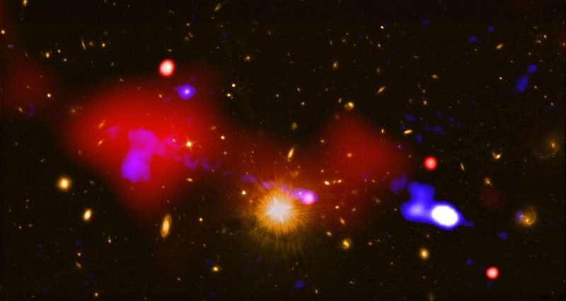 Black hole nurtures baby stars a million light years away
