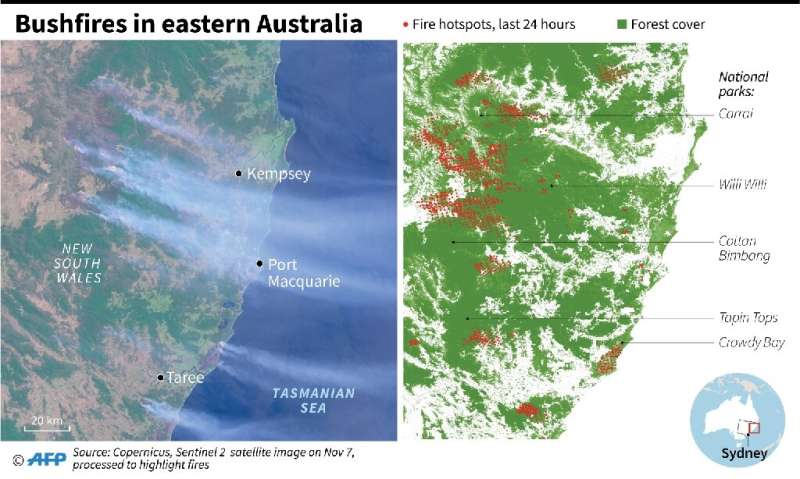Bushfires in eastern Australia