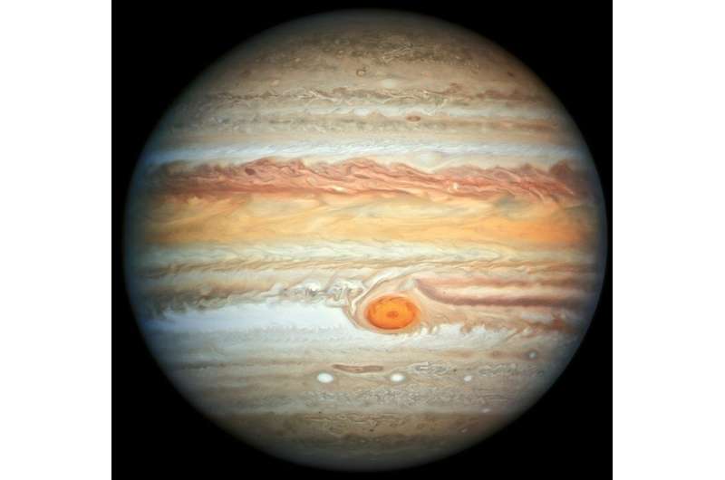 Clouds on Jupiter rising up above the surrounding atmosphere