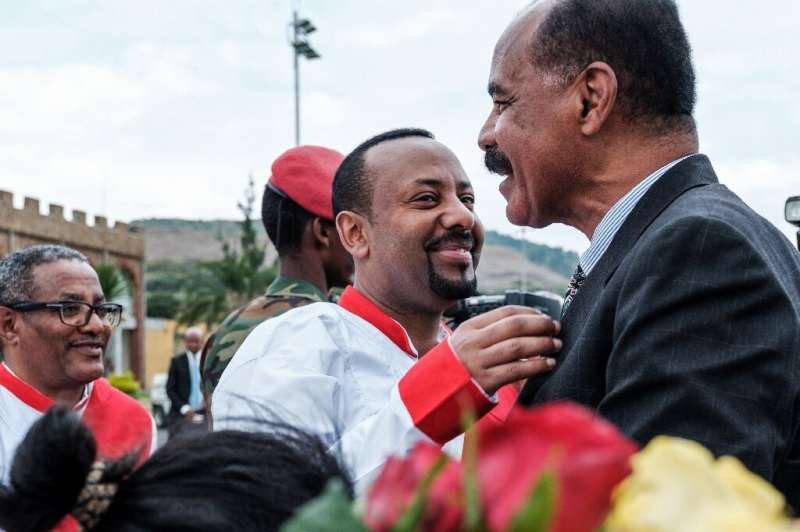 Ethiopia's premier Abiy Ahmed (C) and Eritrean President Isaias Afwerki ended a 20-year-old stalemate between the rival countrie