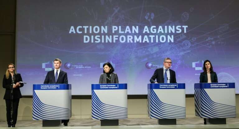European Commission officials are campaigning against &quot;disinformation&quot; which they see as a threat in election campaign
