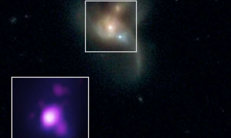 Found: three black holes on collision course